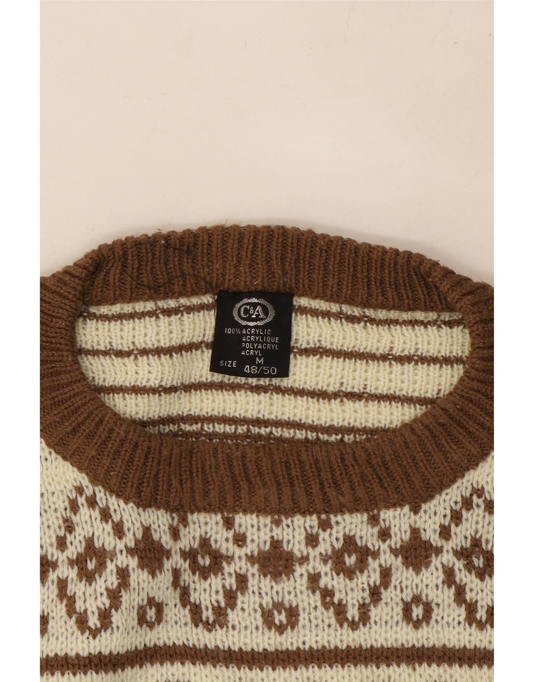 Maglione girocollo da uomo C&A IT 48/50 Beige medio Fair Isle