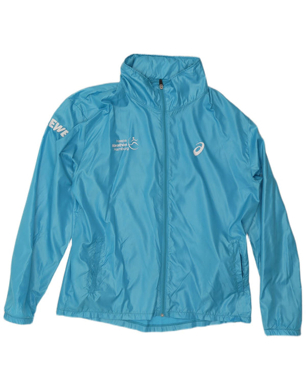 Asics Giacca antipioggia da uomo con cappuccio grafico UK 40 Large Blu Poliestere