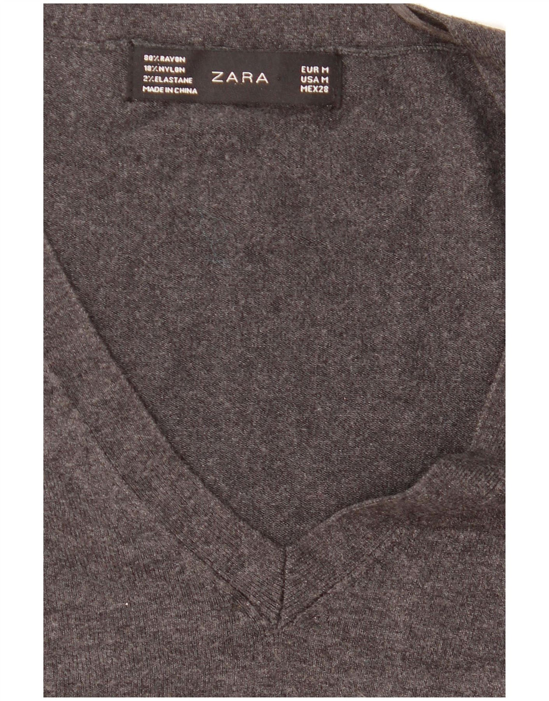 Maglione Zara da donna con scollo a V UK 12 Grigio medio