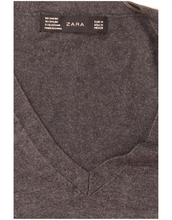 Maglione Zara da donna con scollo a V UK 12 Grigio medio