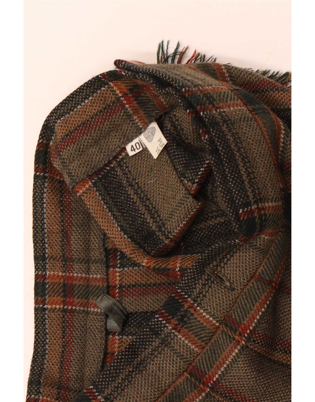Gonna a portafoglio midi da donna vintage IT 40 piccola W24 lana scozzese marrone