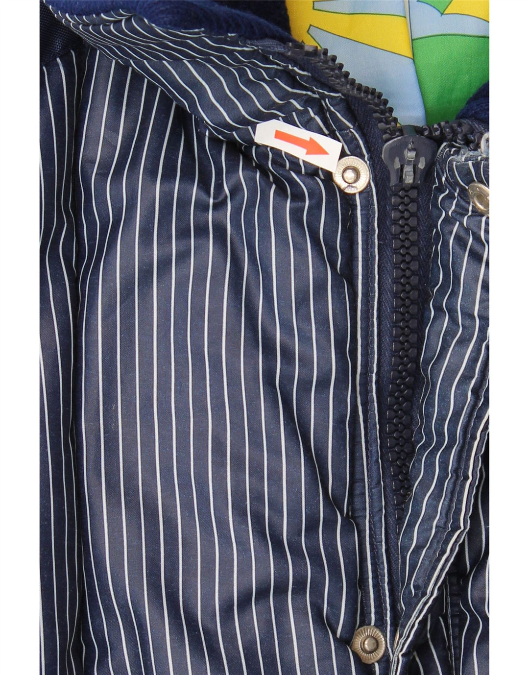Giacca imbottita con grafica vintage da uomo UK 40 grande gessato blu navy