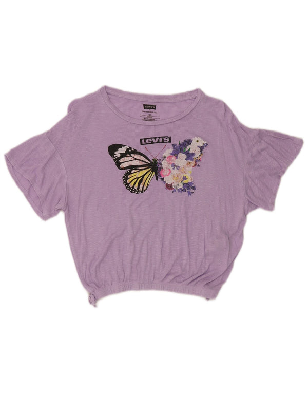 T-shirt grafica corta per ragazze Levi's 11-12 anni Farfalla floreale viola
