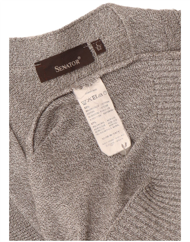 Maglione cardigan da uomo Senator IT 52 cotone a righe grandi grigie