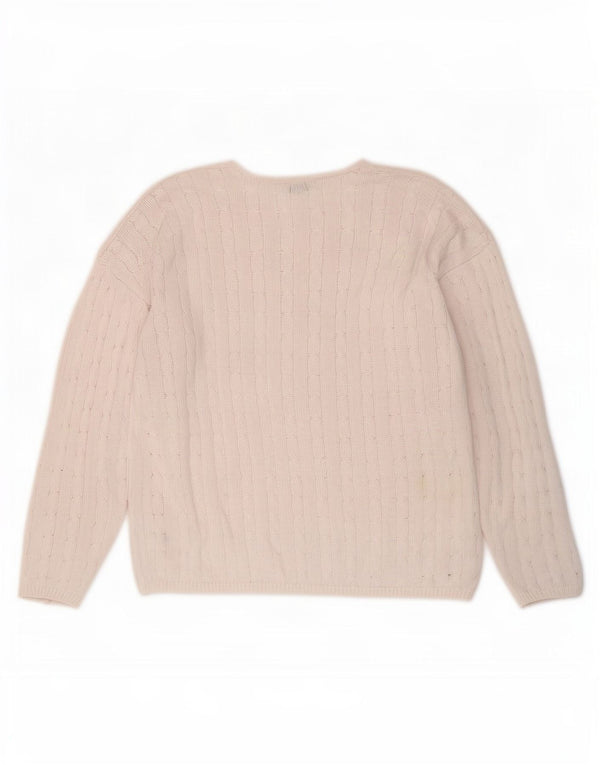 Maglione maglione con scollo a barca da donna Marks & Spencer UK 16 grande cotone rosa