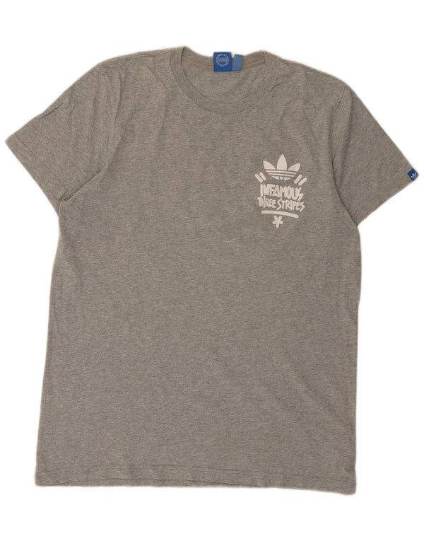 T-shirt grafica Adidas da uomo a tre strisce, grande, in cotone chiazzato grigio