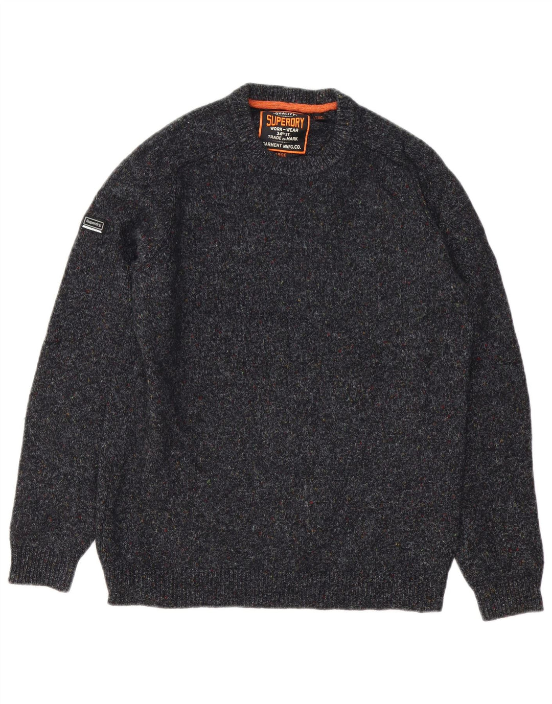 Maglione maglione girocollo da uomo Superdry grande lana screziata grigia
