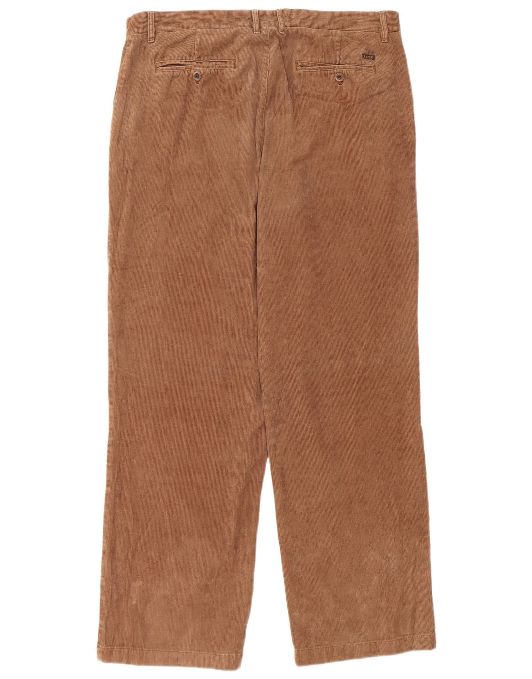 Pantaloni dritti da uomo in velluto a coste IZOD W38 L34 cotone marrone