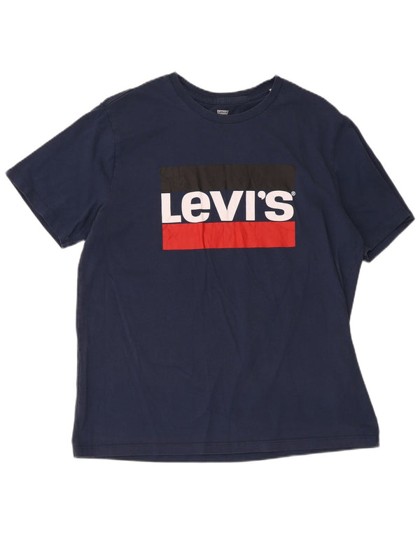 T-shirt grafica da donna Levi's Top UK 16 Large in cotone blu navy