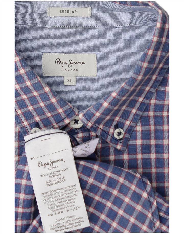 PEPE JEANS Camicia Uomo XL Cotone a quadri Blu