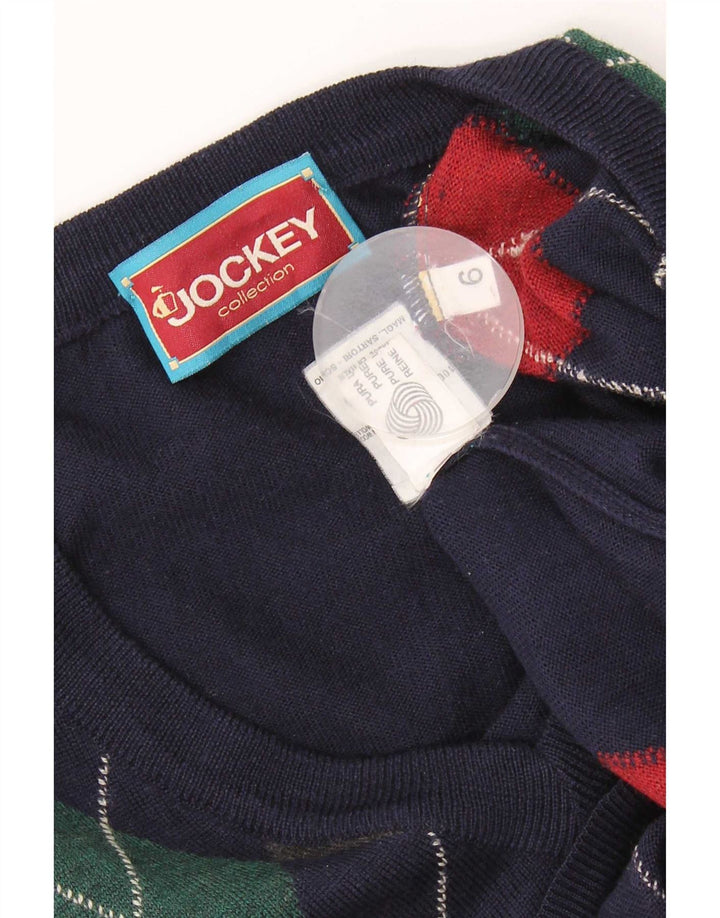 Maglione da uomo con scollo a V Jockey, grande blu navy a rombi/diamante