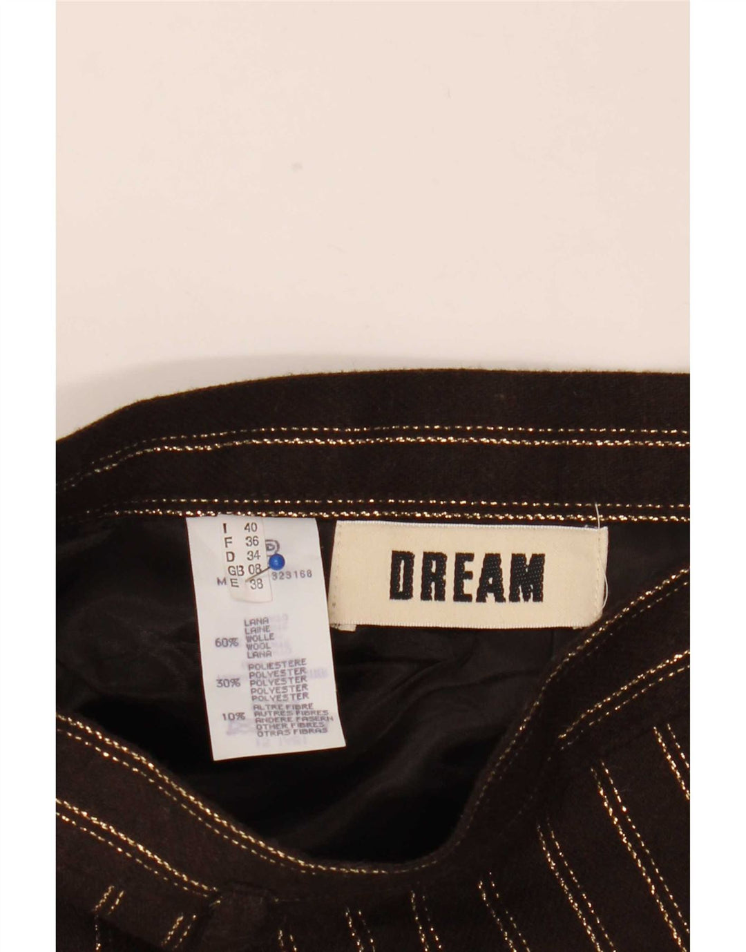 Gonna a trapezio da donna Dream UK 8 piccola W24 lana a righe marroni