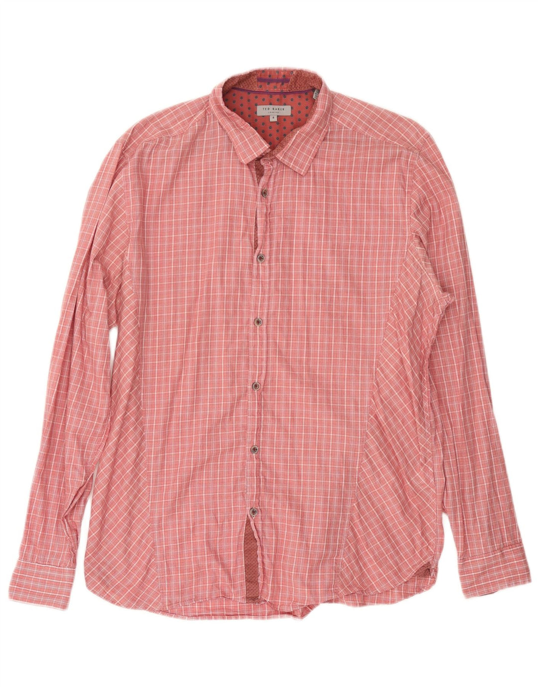 Camicia da uomo TED BAKER taglia 5 XL cotone a quadri rosa