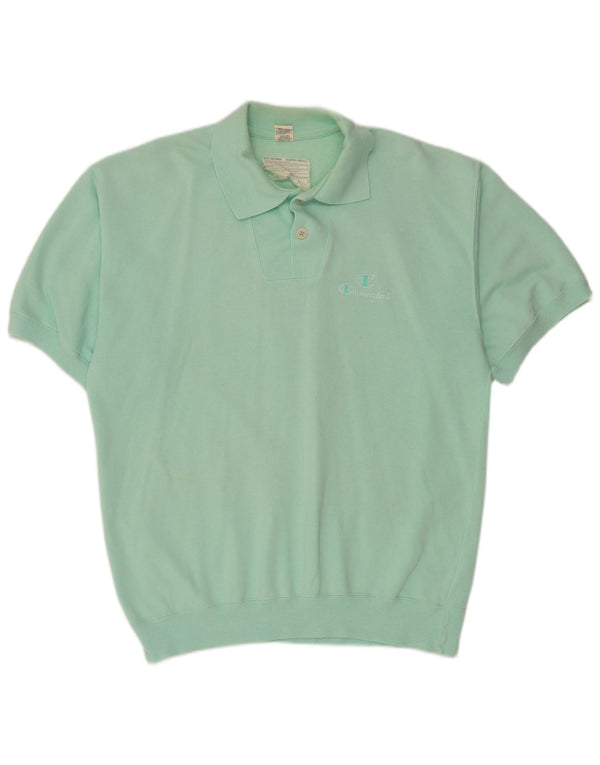 Felpa Champion da uomo a maniche corte con collo a polo, maglione grande, turchese