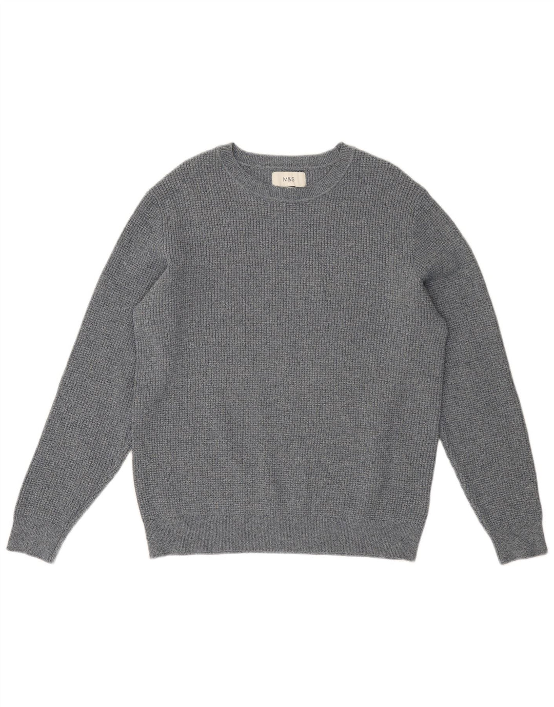 Maglione da uomo Marks & Spencer con scollo a barca, grande cotone chiazzato grigio