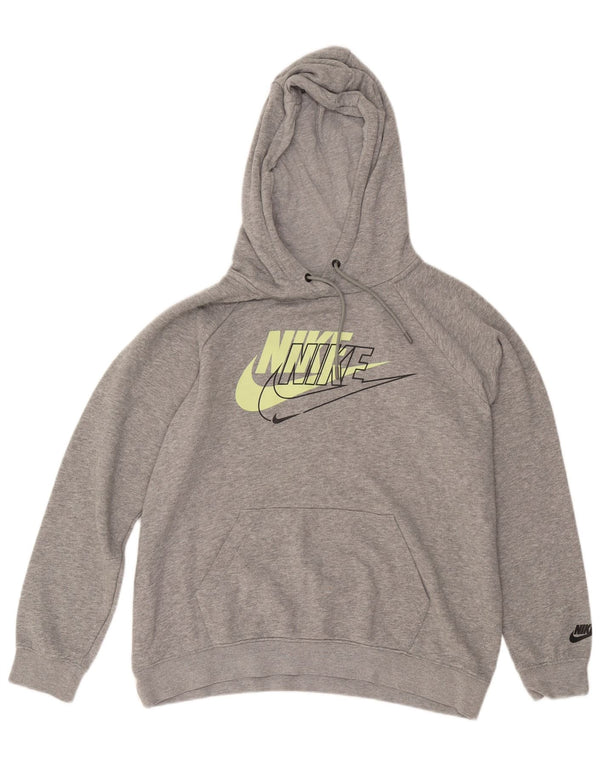 Felpa con cappuccio grafica NIKE da donna, vestibilità ampia, UK 16, grande, cotone grigio
