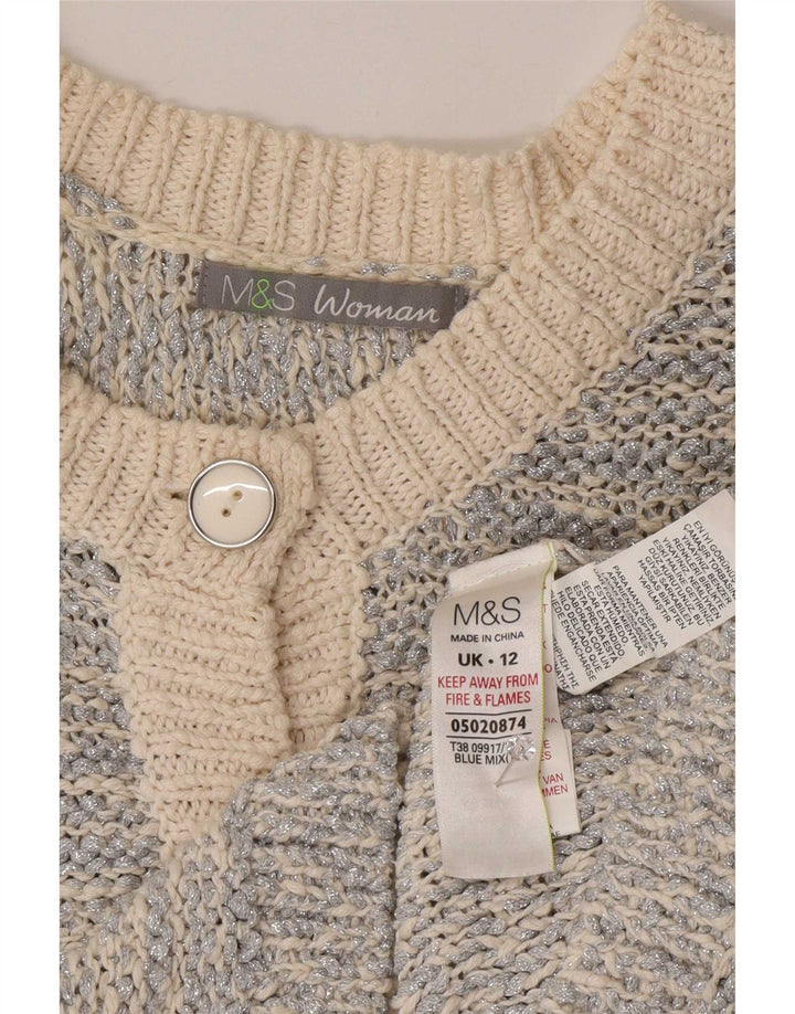 Maglione cardigan da donna Marks & Spencer UK 12 medio argento chiazzato