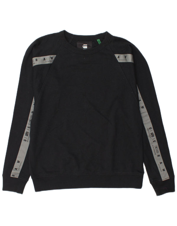 Felpa grafica da uomo G-Star Maglione grande in cotone color block nero