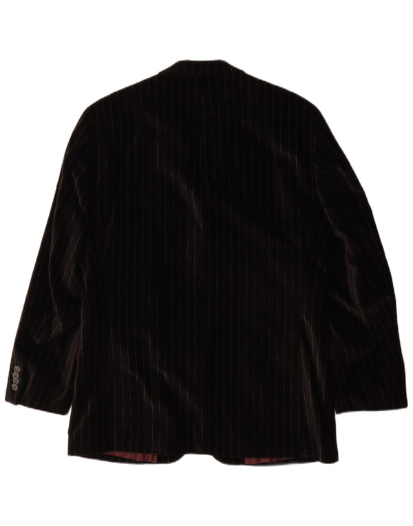 Giacca blazer vintage da uomo in velluto a 2 bottoni IT 50 grande cotone a righe nere