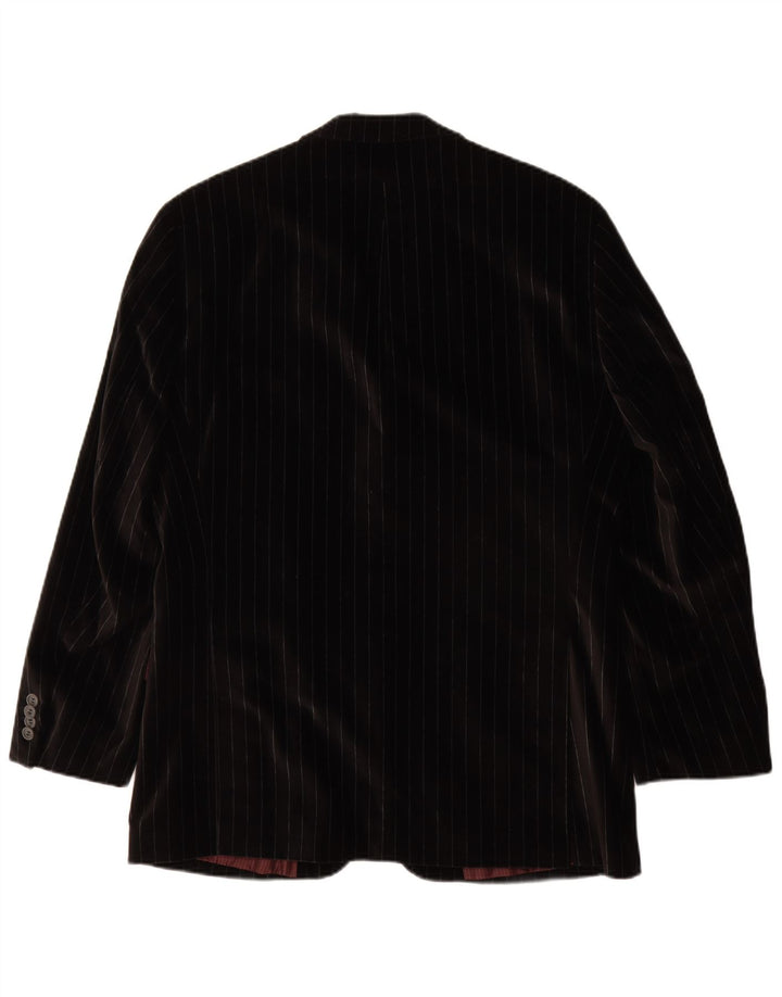 Giacca blazer vintage da uomo in velluto a 2 bottoni IT 50 grande cotone a righe nere