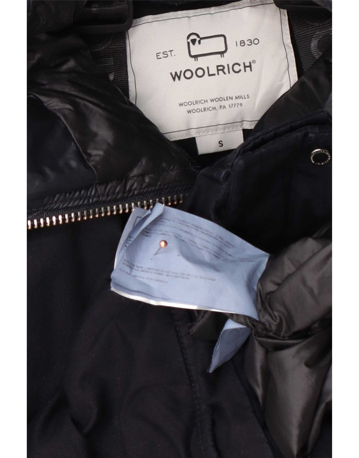 Giacca imbottita con cappuccio da donna Woolrich UK 10 piccola in cotone blu navy