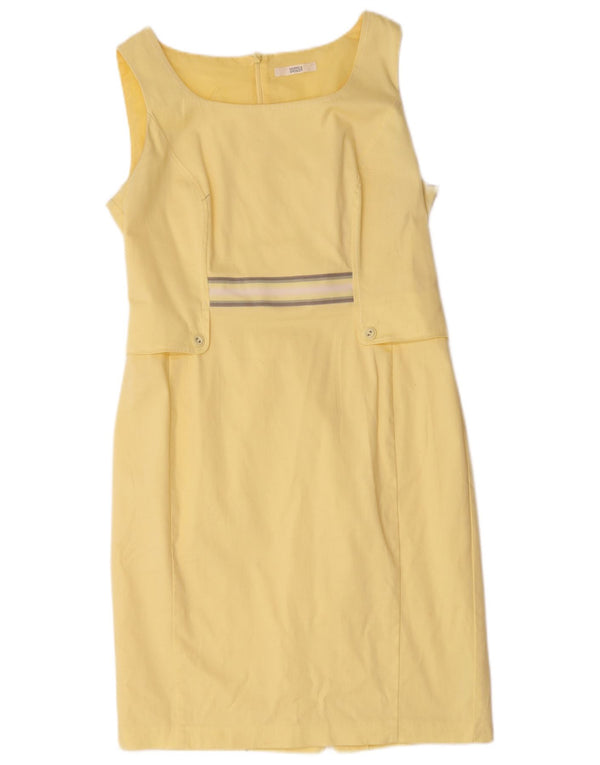 Abito tubino senza maniche Marks & Spencer da donna UK 14 grande cotone giallo