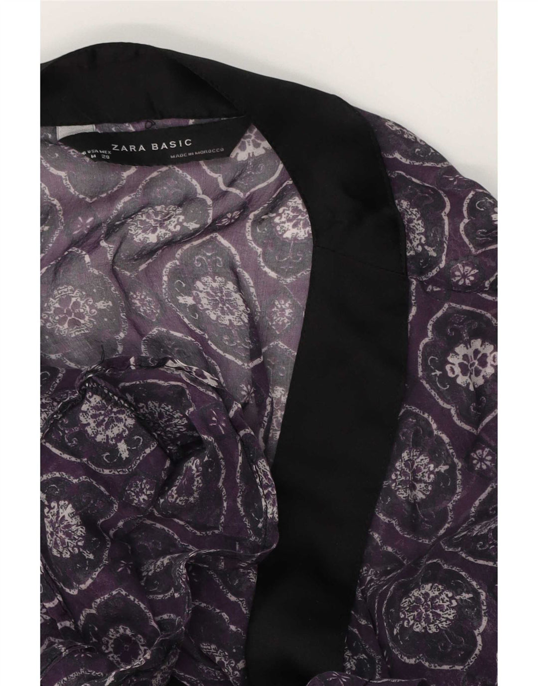 Top Zara da donna con camicetta avvolgente trasparente UK 12 viola medio geometrico