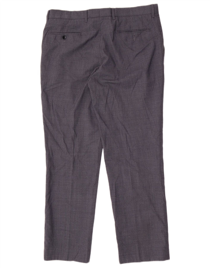 Pantaloni da abito dritti autografi da uomo Marks & Spencer W34 L29 lana blu