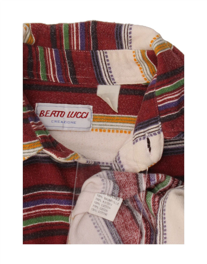 BERTO LUCCI Mens Flannel Shirt Medium Red Striped Cotton Vintage Berto Lucci and Second-Hand Berto Lucci from Messina Hembry 