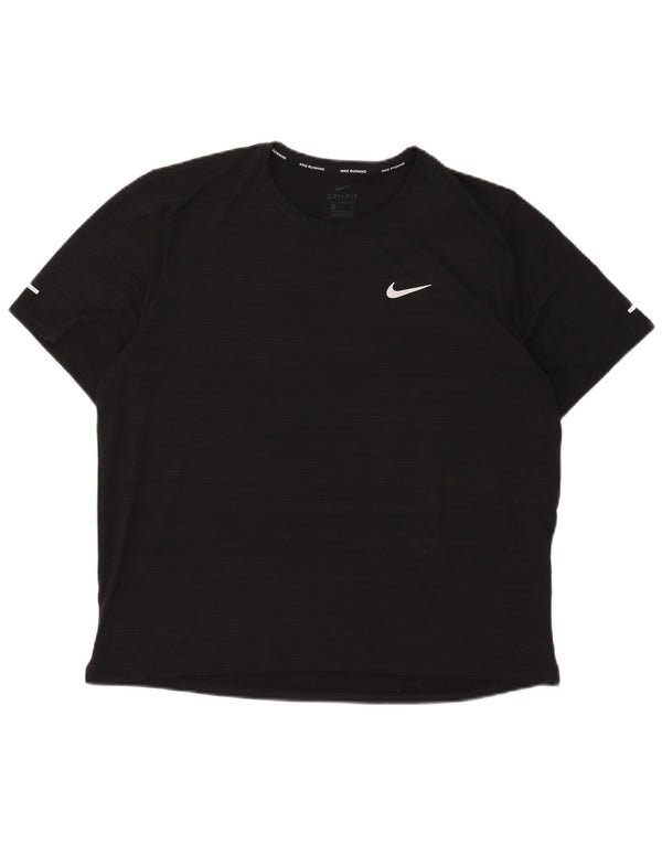 T-shirt Nike Dri Fit da uomo, grande, in poliestere gessato nero