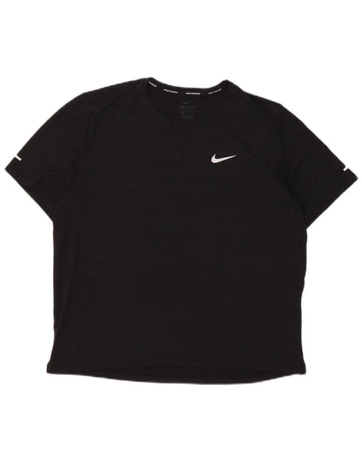 T-shirt Nike Dri Fit da uomo, grande, in poliestere gessato nero