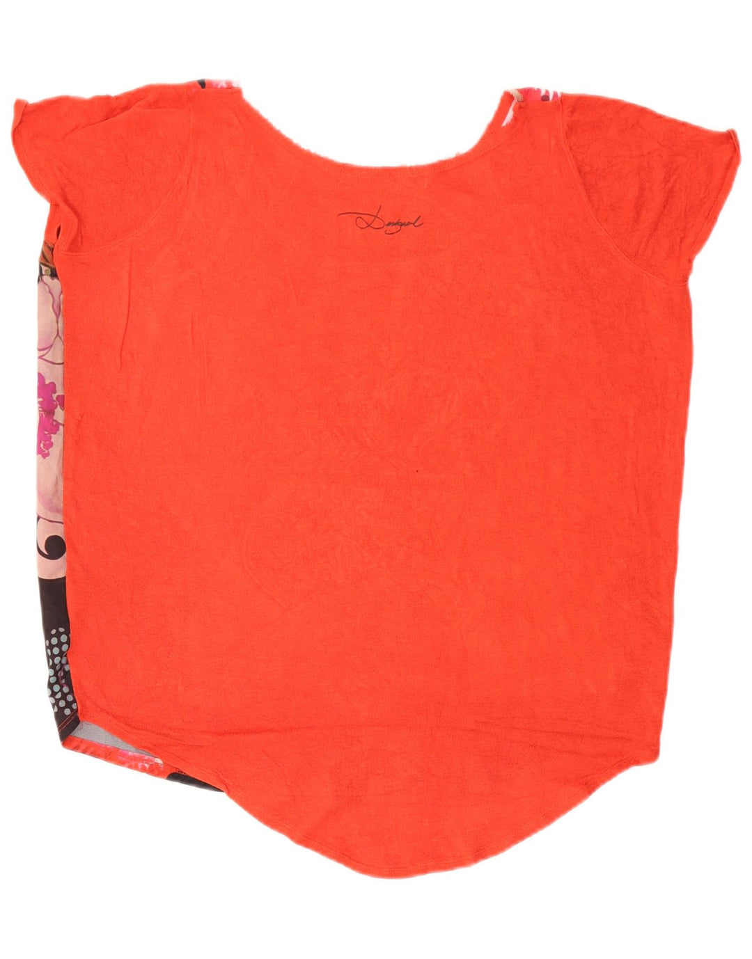 Desigual T-shirt oversize da donna con motivo pazzo, top UK 10, piccolo rosso floreale