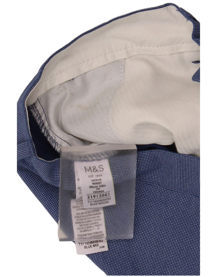 Pantaloncini chino da uomo Marks & Spencer W34 grandi cotone maculato blu