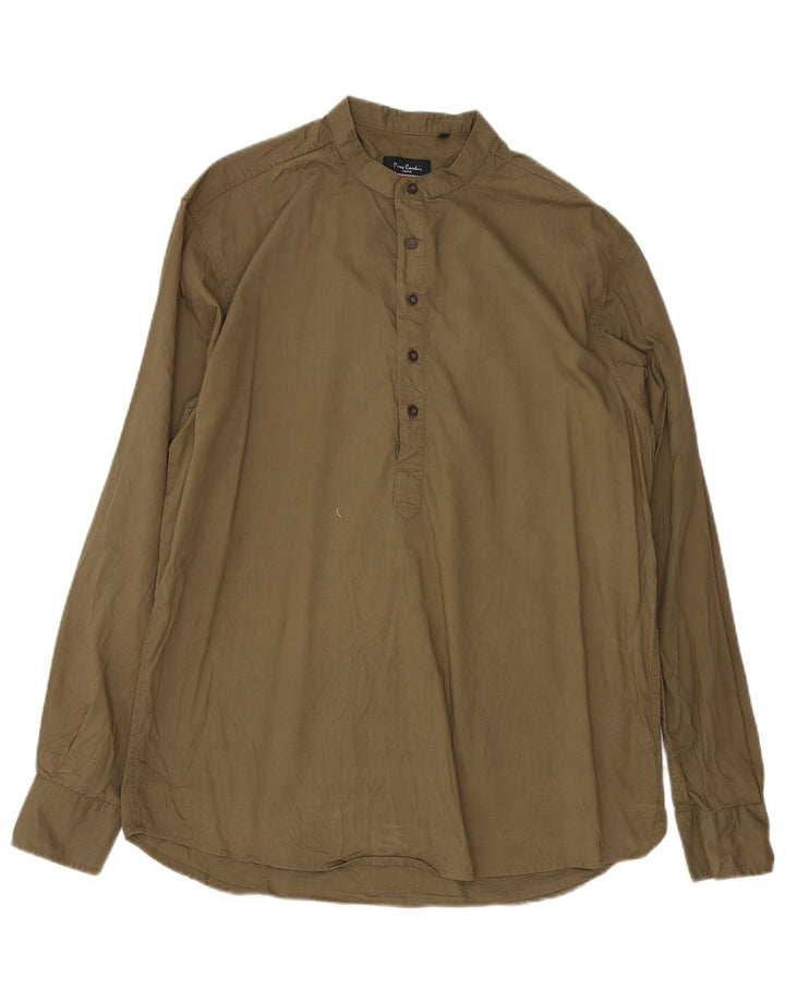 Camicia pullover vestibilità regolare da uomo Pierre Cardin grande cotone kaki