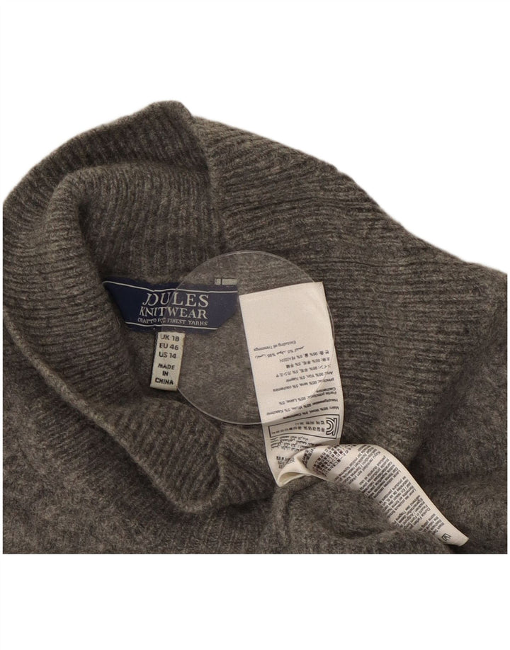 JOULES maglione maglione oversize da donna con collo alto UK 18 XL lana grigia