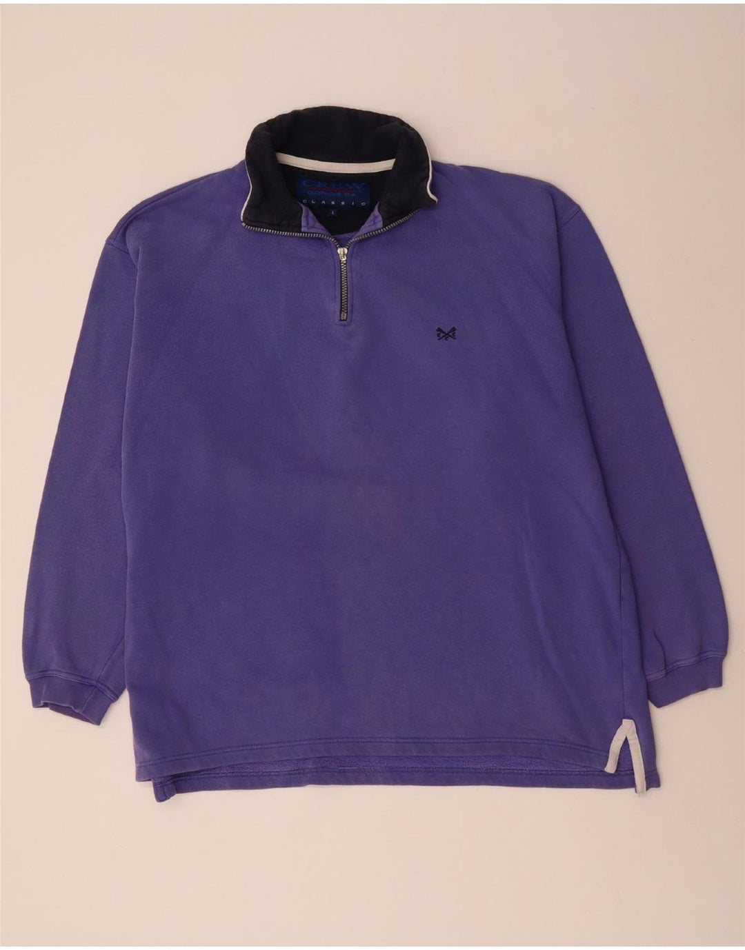 CREW CLOTHING Felpa da uomo con collo con zip, maglione grande, cotone viola