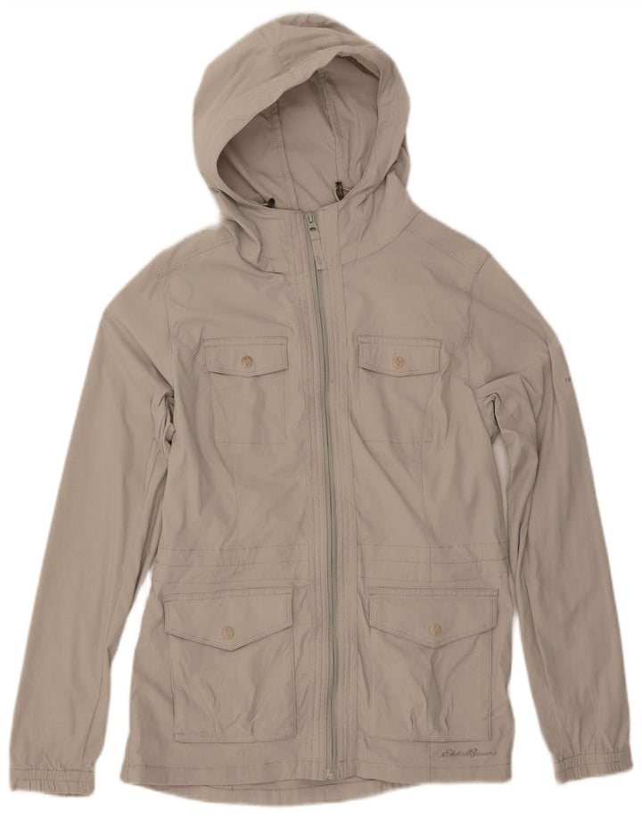 Giacca da donna con cappuccio EDDIE BAUER UK 10 piccola in nylon beige