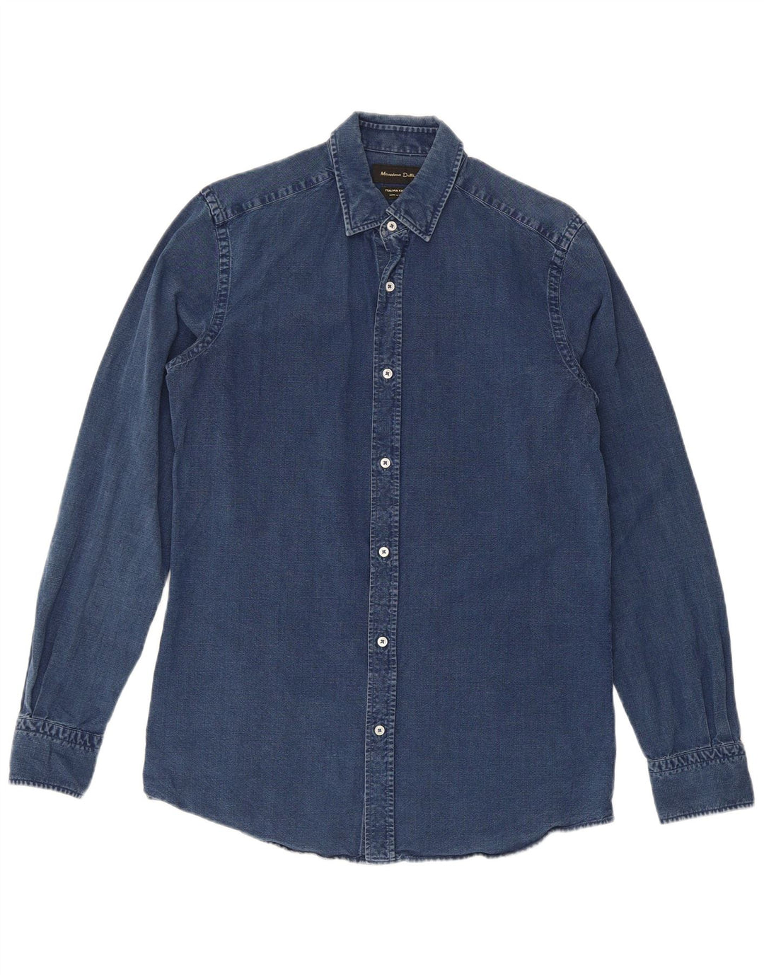 Massimo Dutti Mens Regular Fit Denim Shirt Small Blue Cotton