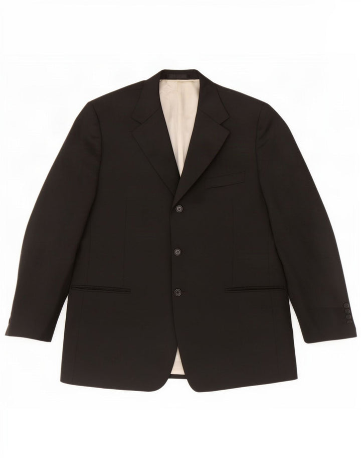 Giacca blazer a 3 bottoni da uomo Marks & Spencer UK 44 XL lana nera