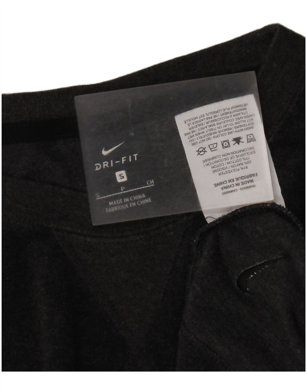 Nike Dri Fit Crop Top da donna a maniche lunghe UK 10 Small Nero Poliestere