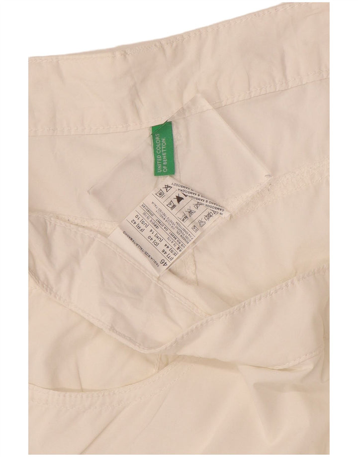 Pantaloncini casual da donna BENETTON UK 14 Large W38 Cotone bianco