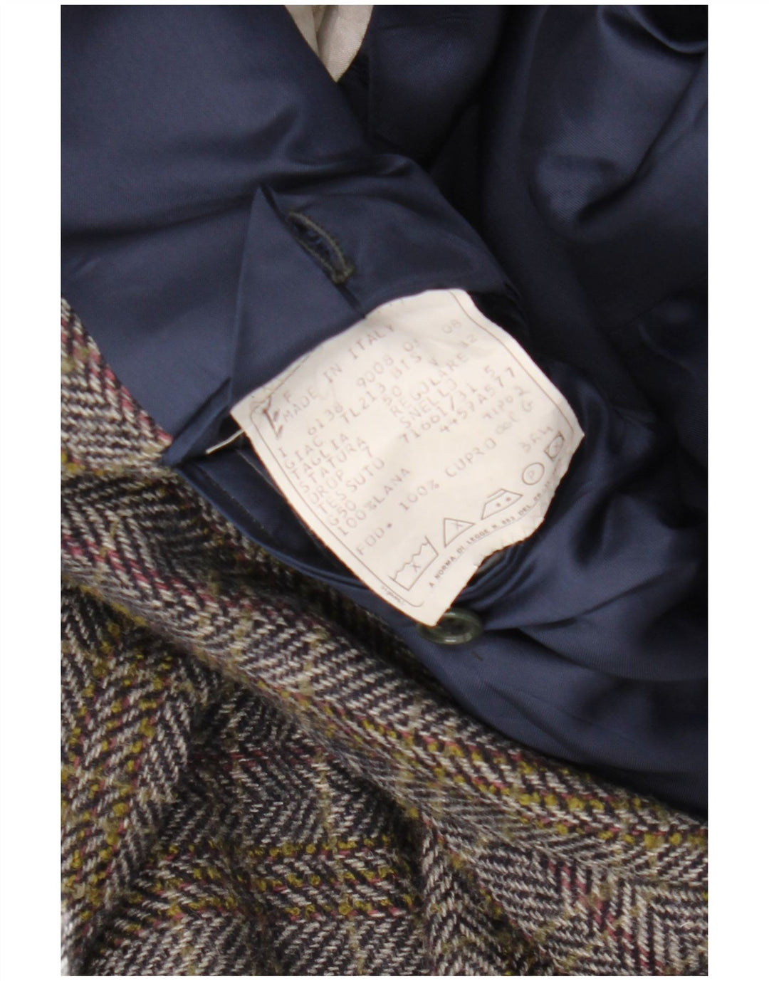 Giacca blazer vintage da uomo IT 50 grande lana a spina di pesce multicolore