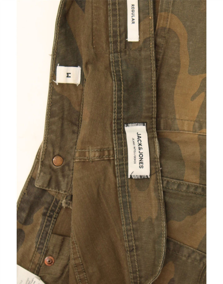 Pantaloncini casual regolari da uomo Jack & Jones medi W32 in cotone mimetico kaki