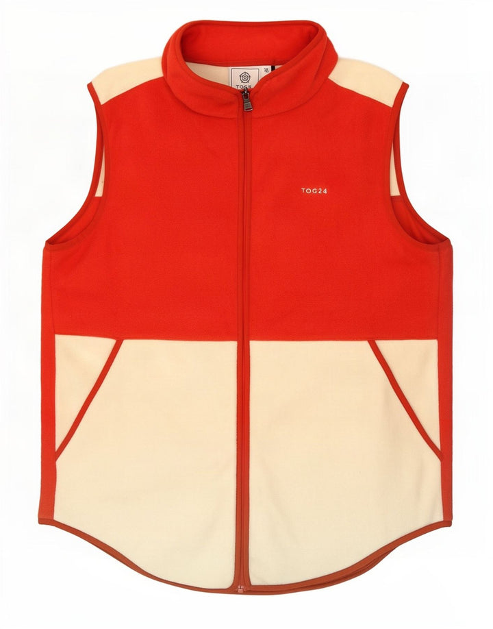 Tog 24 Gilet oversize in pile da donna UK 16 Large Rosso Colourblock Poliestere