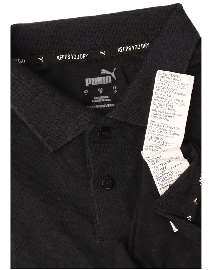 Polo Puma da uomo piccola in cotone nero