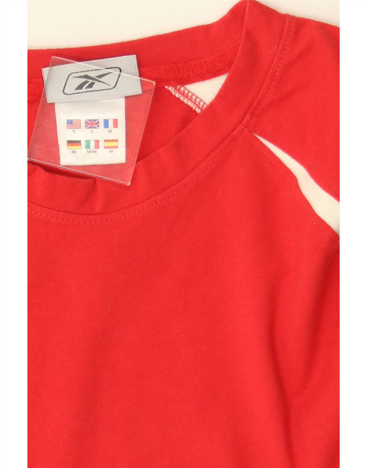 REEBOK Top grafico da uomo a maniche lunghe in cotone color block rosso