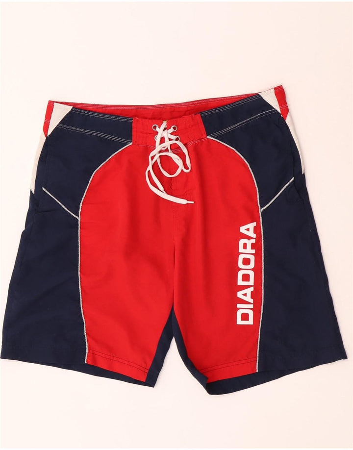 Pantaloncini da bagno grafici da uomo Diadora XL rosso in poliestere color block