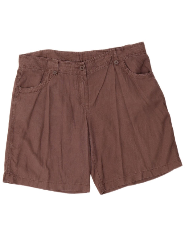 Pantaloncini casual da donna Marks & Spencer UK 16 Large W36 Lino marrone