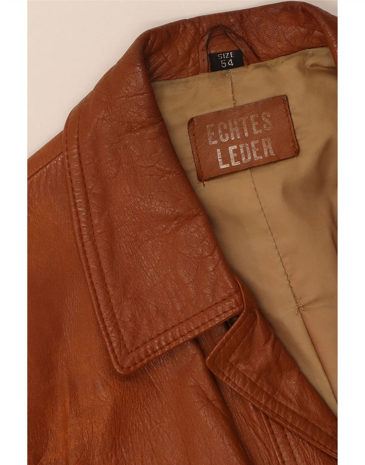 Giacca in pelle vintage da uomo UK 38 in pelle marrone medio