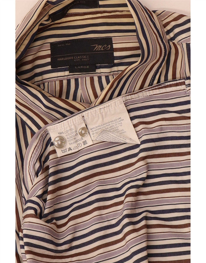 Camicia da uomo Marlboro Classics grande in cotone gessato multicolore